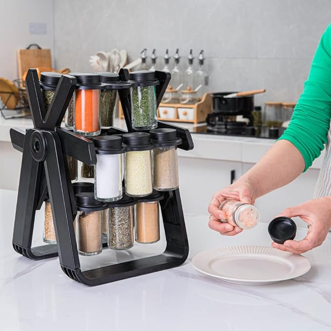 Spice Rack Organizer With 18 Spice Jars